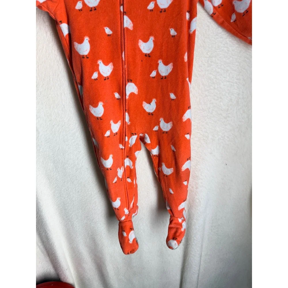 Carters Child of Mine 18M Orange Chicken Print Fleece Footed Sleeper Pajamas